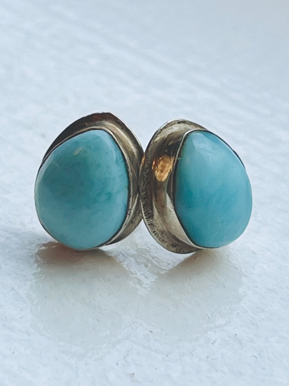 Larimar Pear Shaped Sterling Silver Post Earrings